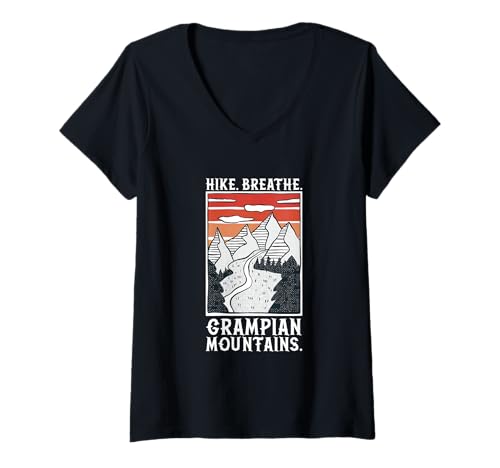Damen Wandern - Grampian Mountains T-Shirt mit V-Ausschnitt Damen Wandern - Grampian Mountains T-Shirt mit V-Ausschnitt von Wandern in Schottland