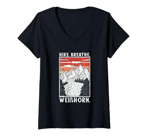 Damen Wandern - Weisshorn T-Shirt mit V-Ausschnitt Damen Wandern - Weisshorn T-Shirt mit V-Ausschnitt von Wandern in Schweiz