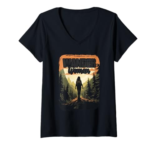 Damen Wander Woman T-Shirt mit V-Ausschnitt Damen Wander Woman T-Shirt mit V-Ausschnitt von Wandern in den Bergen ist ein schönes Hobby