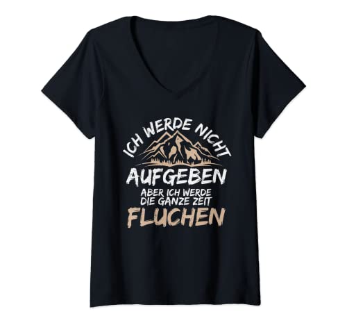 Damen Berg Wandern, Spruch mit Druck, Alpen, Berge, Natur T-Shirt mit V-Ausschnitt von Shirts of Heaven