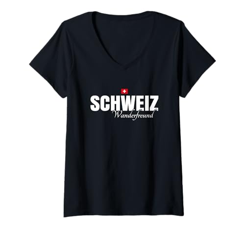 Damen Wanderungen Gadgets Camping Schweizer Sachen Wandern Schweiz T-Shirt mit V-Ausschnitt Damen Wanderungen Gadgets Camping Schweizer Sachen Wandern Schweiz T-Shirt mit V-Ausschnitt von Wanderungen Schweiz und Schweizer Sachen
