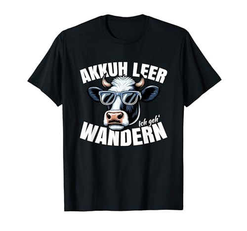 Wanderurlaub Zubehör und Kuh Gadgets Wandern - Akkuh Leer Wanderurlaub Zubehör Wandern Gadgets Kuh T-Shirt - Schwarz, S, Unisex, Wander- und Weihnachts-T-Shirt für Herren Damen von Wanderurlaub Zubehör und Kuh Gadgets Wandern