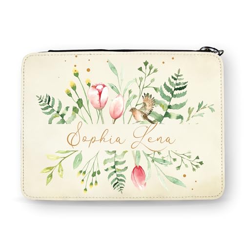 Wandtattoo Loft Gefüllte Federtasche Federmappe mit floralem Motiv mit Wildblumen personalisiert mit Wunschnamen von Wandtattoo Loft