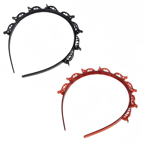 Wanfoou 2 Stück Haarnadel mit doppeltem Pony, professionelles Web-Bang-Clip, gedrehtes Haarband mit gezahntem Haarband, Zopfwerkzeug, für Damen und Mädchen, modisches Haar-Accessoire von Wanfoou