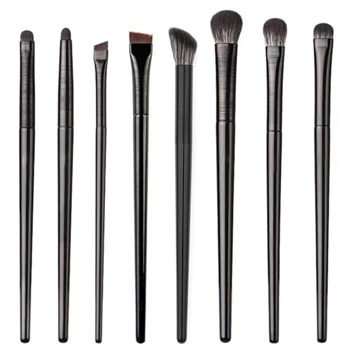 Wanfoou Augen-Make-up-Pinsel-Set, 8 Stück Synthetisches Haar, Schwarz, Professionelles Make-up-Set für Lidschatten, Augenbrauen, Nase, Concealer von Wanfoou