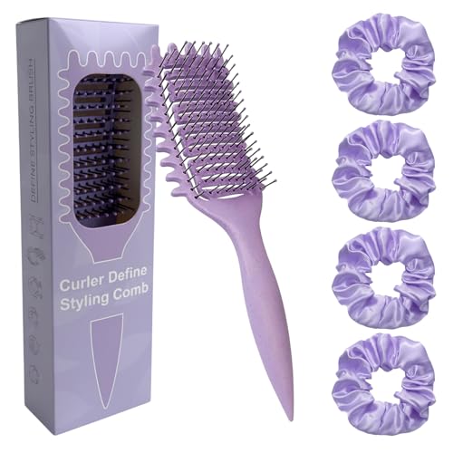 5er-Set Lockenbürste, Sanfte Entwirrung & Styling, Ergonomischer Griff, Für Damen, Herren & Kinder, Ideal für tägliche Haarpflege & Reisen, Inklusive 4 Haargummis von WangVipfei