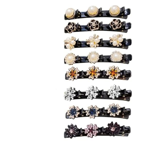8 Stück Doppelschicht Geflochtene Haarspangen – Haarspangen Damen mit Funkelnden Kristallsteinen Elegante Haarstyling Clips mit Funkelnden Kristallsteinen, Kolibri Haarspange von WangVipfei
