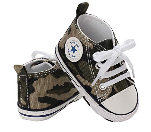 Babyschuhe Baby Junge Mädchen Schuhe Sneakers Weiche Leinwand mit Weichen und Rutschfesten Sohle Für 0-6 6-12 12-18 Monat (Tarnung,12-18months(3)) von WangsCanis