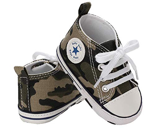 WangsCanis Babyschuhe Baby Junge Mädchen Schuhe Sneakers Weiche Leinwand mit Weichen und Rutschfesten Sohle Für 0-6 6-12 12-18 Monat (Tarnung, 3-6Months(1)) von WangsCanis