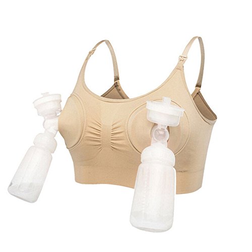 WangsCanis Damen Hände frei Still Milchpumpe Fütterung BH Mama Unterwäsche Schwangerschaft Still-BH (L/36DE/38DE/40ABC/42ABC, Beige) von WangsCanis