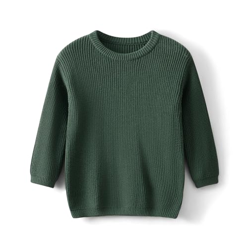 WangsCanis Familie Passende Mama und Kinder Pullover Einfarbig Langarm Strickpullover Frauen Kinder Grobstrick Kleidung Pullover Strick Outfits (Grün Kind, 11-12 Years) von WangsCanis