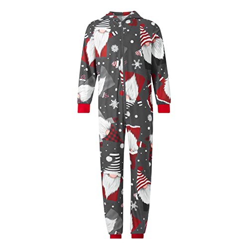 WangsCanis Familie Weihnachten Onesie Set Elk Druck Pyjamas mit Kapuze Reißverschluss Overall Unisex Overall Jungen Mädchen Outfit Eltern Kind, A-Dad, L von WangsCanis