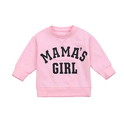 WangsCanis Kleinkind Baby Mädchen Jungen Mamas Mädchen Brief Gedruckt Langarm Sweatshirt Lässige Pullover Bluse Tops 0-6 Jahre Kleidung (Mama's Girl Rosa#2, 6-12 Monate) von WangsCanis