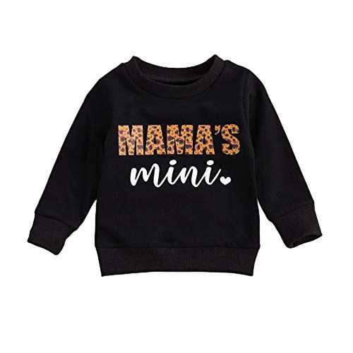 WangsCanis Kleinkind Baby Mädchen Jungen Mamas Mädchen Brief Gedruckt Langarm Sweatshirt Lässige Pullover Bluse Tops 0-6 Jahre Kleidung (Mama's Mini Schwarz, 0-6 Monate) von WangsCanis