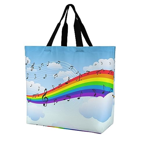 Damen Shopper Handtasche Regenbogen Musik Schultertasche Umhängetaschen Wasserdicht Tragetasche Für Arbeit Büro Reisen 40x16x40cm von Wangsxing