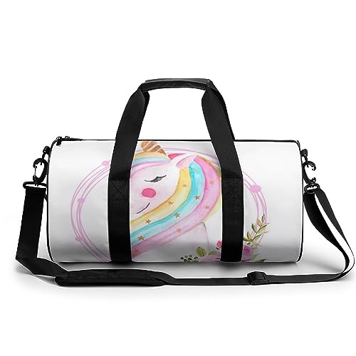 Sporttasche Aquarell Einhorn Reisetasche Weekender Schwimmtasche Gym Bag Trainingstasche Für Herren Damen 45x23x23cm von Wangsxing