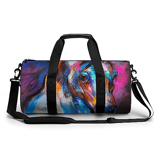 Sporttasche Aquarell Pferd Reisetasche Weekender Schwimmtasche Gym Bag Trainingstasche Für Herren Damen 45x23x23cm von Wangsxing