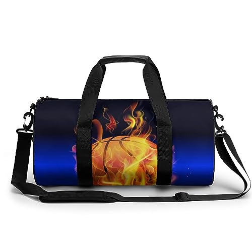 Sporttasche Basketball-Feuer Reisetasche Weekender Schwimmtasche Gym Bag Trainingstasche Für Herren Damen 45x23x23cm von Wangsxing