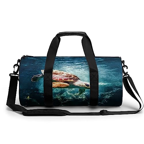 Sporttasche Blaue Seeschildkröte Reisetasche Weekender Schwimmtasche Gym Bag Trainingstasche Für Herren Damen 45x23x23cm von Wangsxing