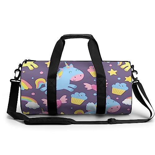 Sporttasche Blaues Einhorn Reisetasche Weekender Schwimmtasche Gym Bag Trainingstasche Für Herren Damen 45x23x23cm von Wangsxing