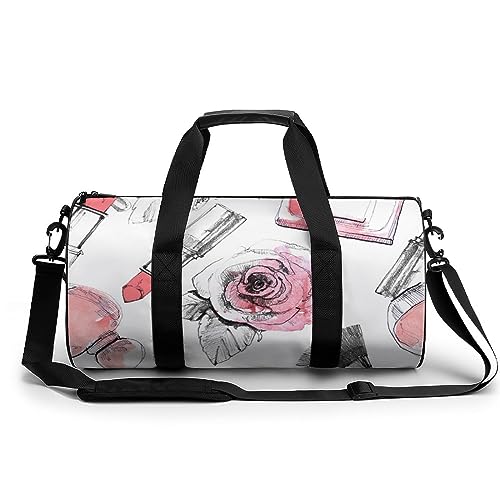 Sporttasche Blumen Lippenstift Reisetasche Weekender Schwimmtasche Gym Bag Trainingstasche Für Herren Damen 45x23x23cm von Wangsxing