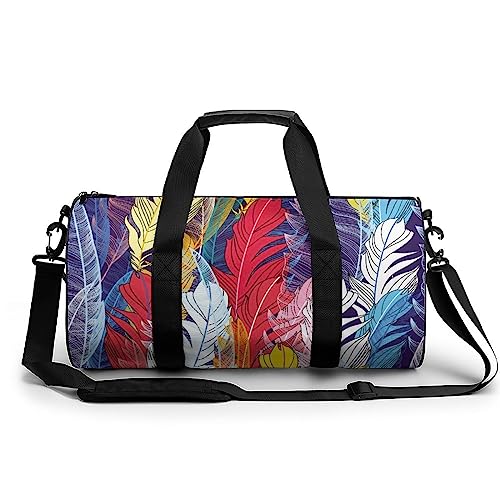 Sporttasche Bunte Federn Reisetasche Weekender Schwimmtasche Gym Bag Trainingstasche Für Herren Damen 45x23x23cm von Wangsxing