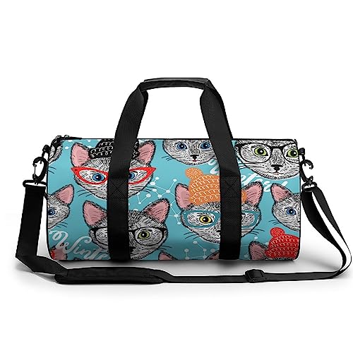 Sporttasche Cartoon Katze Reisetasche Weekender Schwimmtasche Gym Bag Trainingstasche Für Herren Damen 45x23x23cm von Wangsxing