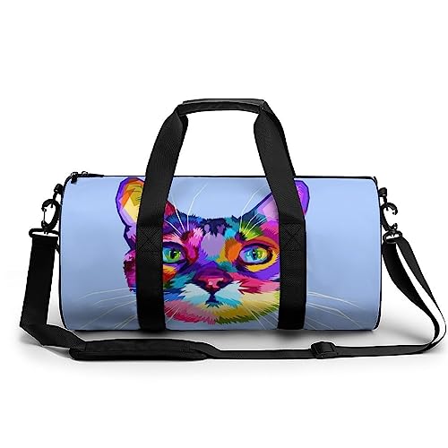 Sporttasche Farbige Katze Reisetasche Weekender Schwimmtasche Gym Bag Trainingstasche Für Herren Damen 45x23x23cm von Wangsxing