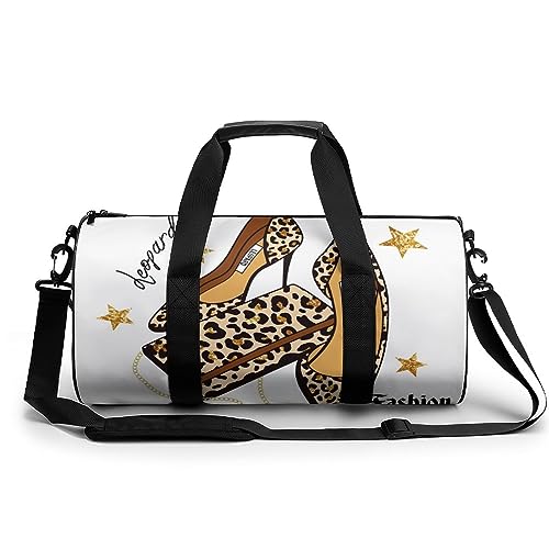 Sporttasche Leopard High Heels Reisetasche Weekender Schwimmtasche Gym Bag Trainingstasche Für Herren Damen 45x23x23cm von Wangsxing