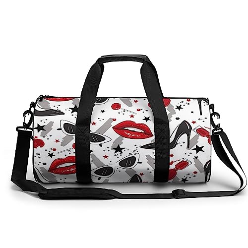 Sporttasche Lippen High Heels Reisetasche Weekender Schwimmtasche Gym Bag Trainingstasche Für Herren Damen 45x23x23cm von Wangsxing