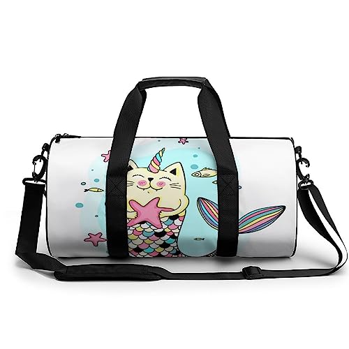 Sporttasche Meerjungfrau Einhorn Reisetasche Weekender Schwimmtasche Gym Bag Trainingstasche Für Herren Damen 45x23x23cm von Wangsxing