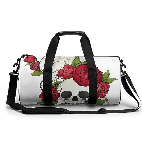 Sporttasche Roter Blumenschädel Reisetasche Weekender Schwimmtasche Gym Bag Trainingstasche Für Herren Damen 45x23x23cm von Wangsxing