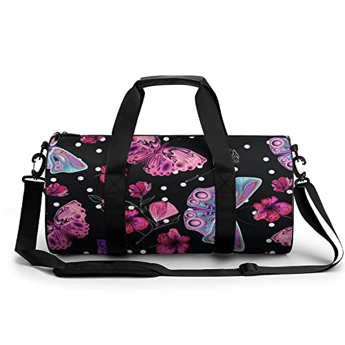 Sporttasche Schmetterling Blume Reisetasche Weekender Schwimmtasche Gym Bag Trainingstasche Für Herren Damen 45x23x23cm von Wangsxing