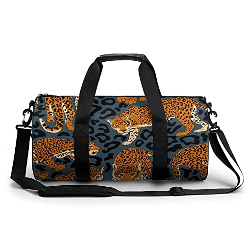 Sporttasche Tier Leopard Reisetasche Weekender Schwimmtasche Gym Bag Trainingstasche Für Herren Damen 45x23x23cm von Wangsxing