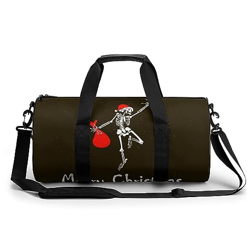 Sporttasche Weihnachts-Totenkopf Reisetasche Weekender Schwimmtasche Gym Bag Trainingstasche Für Herren Damen 45x23x23cm von Wangsxing