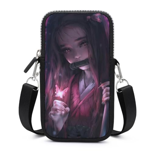 Wangsxing Anime-Mädchen Damen Handytasche Brieftasche Handy Crossbody Umhängetasche Schultertasche Geldbörse 17.5x10x2cm von Wangsxing