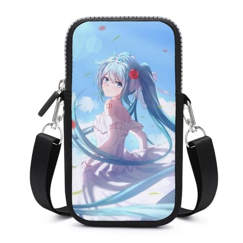 Wangsxing Anime Mädchen Damen Handytasche Brieftasche Handy Crossbody Umhängetasche Schultertasche Geldbörse 17.5x10x2cm von Wangsxing