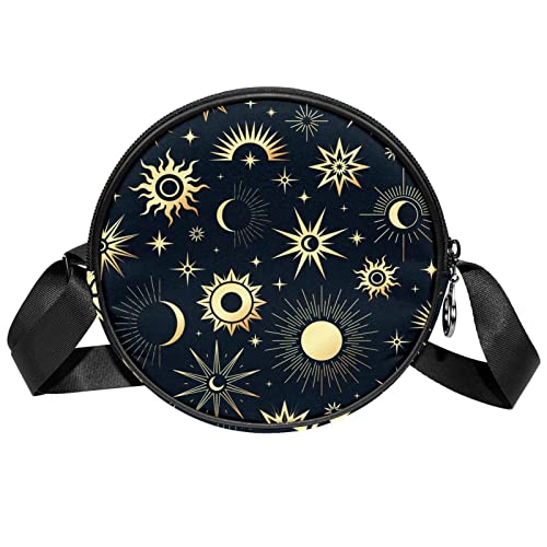 Wangsxing Mini Umhängetasche Damen Mond Stern Sonne Handytasche Kleine Schultertasche Crossbody Tasche Für Mädchen 17.8x17.8cm von Wangsxing