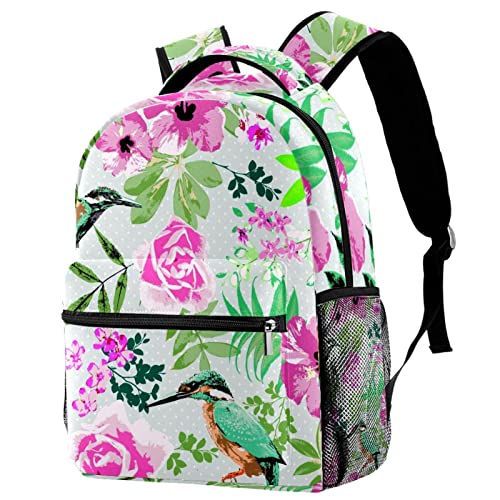 Wangsxing Schulrucksack Mädchen Blumen Vögel Schultasche Teenager Schulranzen Reiserucksack Casual Backpack 29.4x20x40cm von Wangsxing