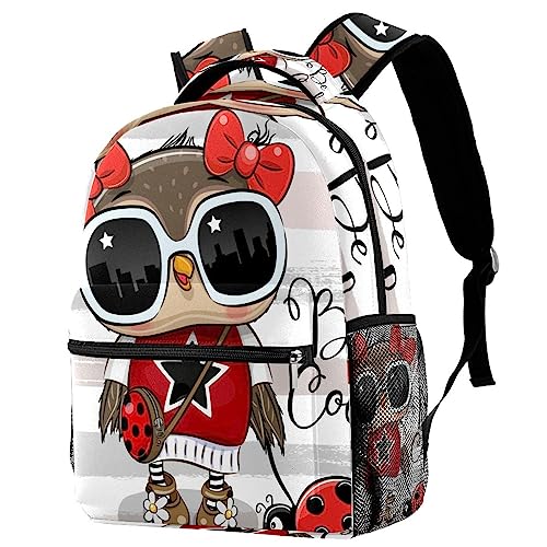 Wangsxing Schulrucksack Mädchen Eule Marienkäfer Schultasche Teenager Schulranzen Reiserucksack Casual Backpack 29.4x20x40cm von Wangsxing