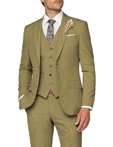Wangyue Herrenanzug, 3-teilig, schmale Passform, Anzug für Herren, formeller Business-Anzug, Hochzeit, Bräutigam, Abschlussball, Smoking, Dinner-Party, Gelbbraun, M Wangyue Herrenanzug, 3-teilig, schmale Passform, Anzug für Herren, formeller Business-Anzug, Hochzeit, Bräutigam, Abschlussball, Smoking, Dinner-Party, Gelbbraun, M von Wangyue