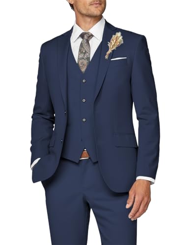 Wangyue Herrenanzug, 3-teilig, schmale Passform, Anzug für Herren, formeller Business-Anzug, Hochzeit, Bräutigam, Abschlussball, Smoking, Dinner-Party, Marineblau., 6XL Wangyue Herrenanzug, 3-teilig, schmale Passform, Anzug für Herren, formeller Business-Anzug, Hochzeit, Bräutigam, Abschlussball, Smoking, Dinner-Party, Marineblau., 6XL von Wangyue