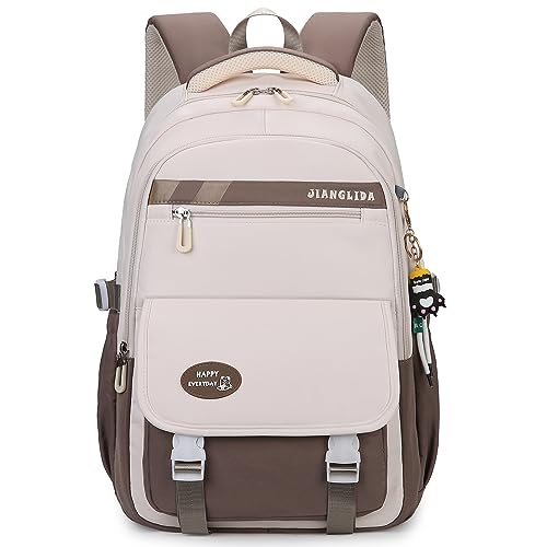 Wanik Schulranzen Mädchen Junge Schulranzen Wasserdicht Rucksack Nylon Schultasche Mädchen Hohe Kapazität Schultasche Leichtgewicht School Bag for Girls Travel Backpack für Schule Reise Sport（Braun） von Waniki