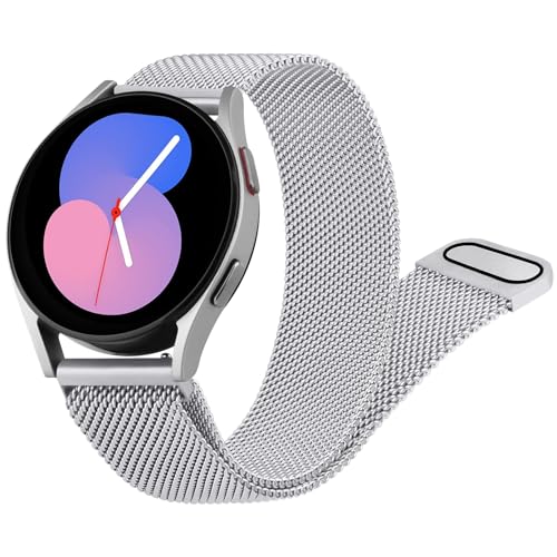 Wanme Armband für Samsung Galaxy Watch 6 40mm/ Samsung Galaxy 6 44mm Armband, Edelstahl Mesh Metall Ersatzarmband für Samsung Watch 6 Classic 43mm 47mm für Damen und Herren (Silber) von Wanme