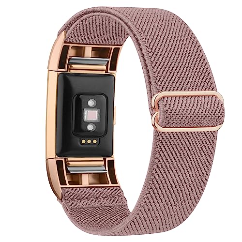 Wanme Ersatzarmband für Fitbit Charge 2, elastisches Sport-Armband für Damen/Herren, verstellbare Schnalle, Länge 114 mm - 218 mm, geeignet für Handgelenke von 11,4 cm - 21,8 cm, Nylon, Schwarz von Wanme