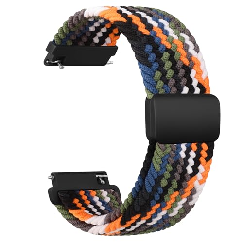 Wanme Gewebtes Nylon Uhrenarmbänder 20mm für Herren Damen, Nylon Elastische Uhrenarmband Schnellverschluss Armband, Neues Ersatzarmband mit Magnet Verstellbarer Anti Rutsch Schnalle, Cowboy Bunt von Wanme