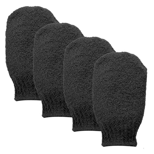 Wanmu 4 Stück Peeling Handschuhe, Exfoliating Gloves für Frauen, Scrub Wash Mitt zum Baden oder Duschen, Peeling Handschuh für Hautmassage Entfernen Abgestorbener Haut Sonnenbräune Entfernen von Wanmu