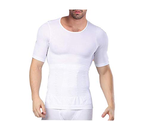 WannGe Mens Seamless Body Shaper Compression Vest Elastic Slim Shapewear - White L/XL von WannGe