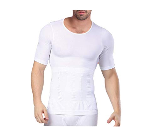 WannGe Mens Seamless Body Shaper Compression Vest Elastic Slim Shapewear - White S/M von WannGe