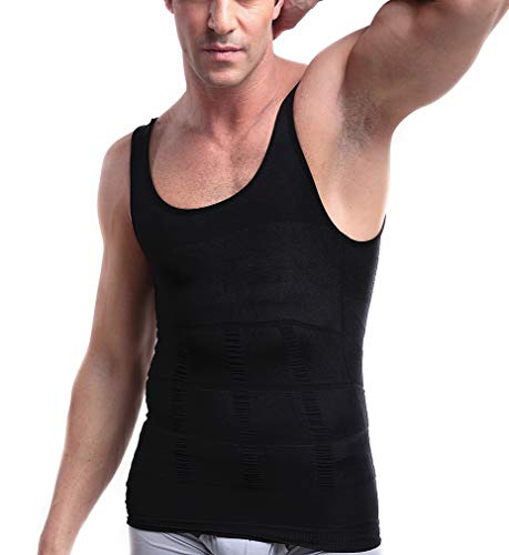 Men's Slimming Body Shaper Vest Shirt, Compression Muscle Tank, Black von WannGe